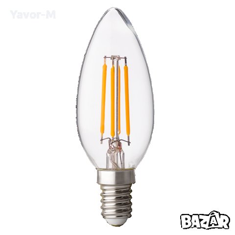 LED Filament Лампа, Конус, Димираща, 4W, E14, 2700K, 220-240V AC, Топла светлина, Ultralux - LFC4142, снимка 1 - Крушки - 40862365