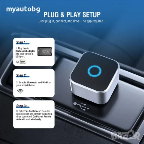 PANDA – Безжичен адаптер за Apple CarPlay и Android Auto | 2в1 | USB-A/USB-C, снимка 4 - Аксесоари и консумативи - 55997932