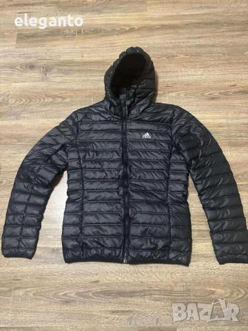 НОВО Мъжко пухено яке ADIDAS VARILITE HOODED JACKET, S размер, снимка 2 - Якета - 52403963