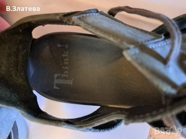 Сандали зелени Think  №38, естествен велур, снимка 3 - Сандали - 51512313