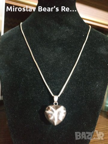 Красиво сребърно колие - синджир със сърце , печаи 925, снимка 3 - Колиета, медальони, синджири - 35312912