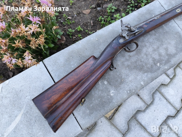 Автентична капсулна пушка с микелет и дамаскова цев, снимка 2 - Антикварни и старинни предмети - 52788304