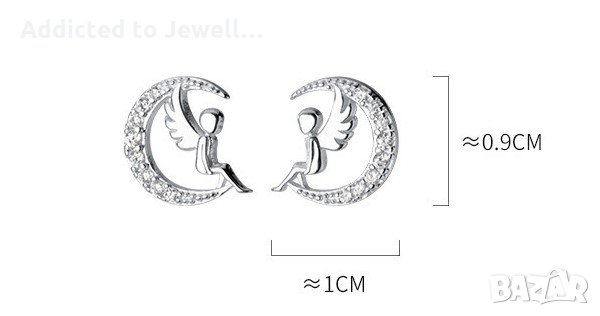 Тотална разпродажба - 50% Сребърни обеци (Angel), снимка 4 - Обеци - 35433032