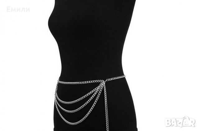 Колан тип верижка с халки в сребрист цвят , снимка 2 - Колани - 36696659