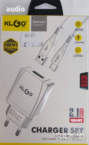 Зарядно с кабел USB/TYPR-C KLGO KC-2T, снимка 1 - Оригинални зарядни - 40205523