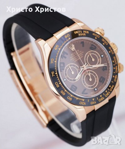 Луксозен часовник Rolex Daytona Cosmograph 18K Rose Gold Arabic Rubber 40 mm., снимка 4 - Мъжки - 32140770