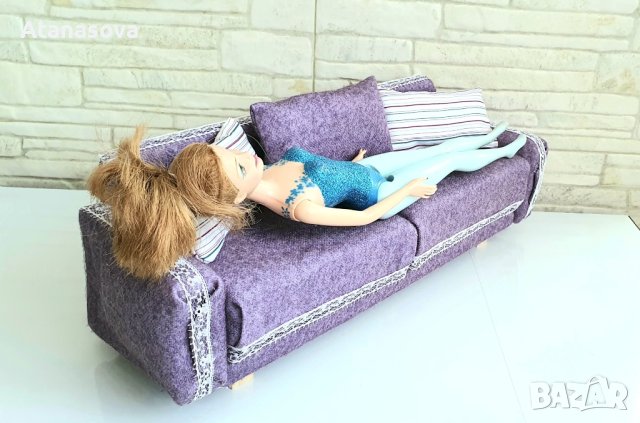 Мини диван за кукла Барби, обзавеждане за кукли, снимка 3 - Кукли - 44238401
