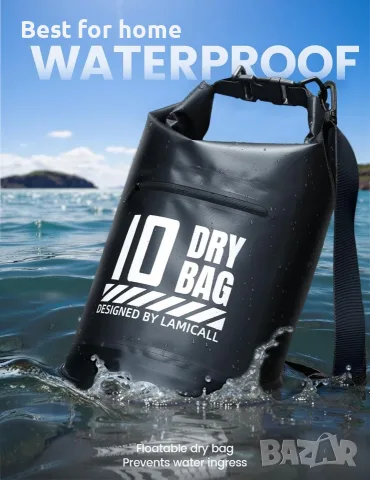 Водоустойчива раница Lamicall Dry Bag - [Джоб с цип] 10L/20L водоустойчива чанта с капак на колела, снимка 3 - Раници - 55857820