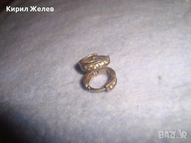 РЕТРО - ВИНТИДЖ СТАРИ СРЕБЪРНИ ОБЕЧКИ СРЕБРО 925 КЛАСИЧЕСКИ МОДЕЛ с ЦИРКОНИ 28784, снимка 7 - Антикварни и старинни предмети - 37277601