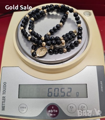 Броеница с златни топчета и мъниста, снимка 4 - Колиета, медальони, синджири - 42290045