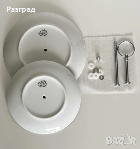 Двуетажна порцеланова поставка с декор момини сълзи, снимка 12 - Прибори за хранене, готвене и сервиране - 53018608