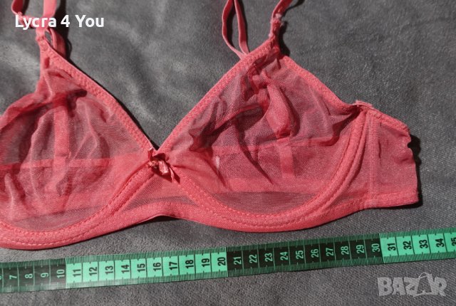 Тюлен сутиен с прозрачни чашки в цвят 'диня', снимка 4 - Бельо - 37793369