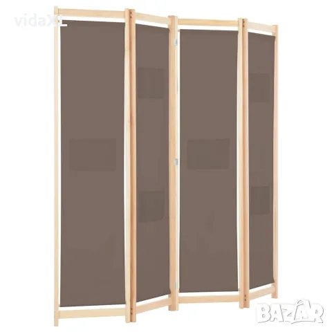 vidaXL Параван за стая, 4 панела, кафяв, 160x170x4 cм, текстил, снимка 2 - Паравани - 56146437