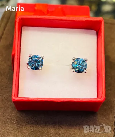 Чисто нови обеци от бяло злато и мойсанит, снимка 15 - Обеци - 47676403