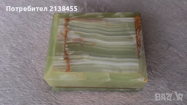 Стара масивна каменна кутия за бижута, изработена от зелен оникс, снимка 6 - Декорация за дома - 49598609