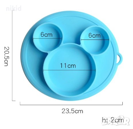 Бебешка подложка чиния чинийка купичка неразливаща самозалепваща с вакум за хранене силиконова чиния, снимка 3 - Форми - 37216526