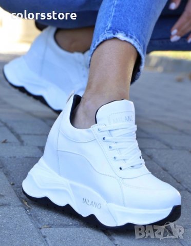 Кецове на платформа - бяла кожа с бяло ходило - PA1