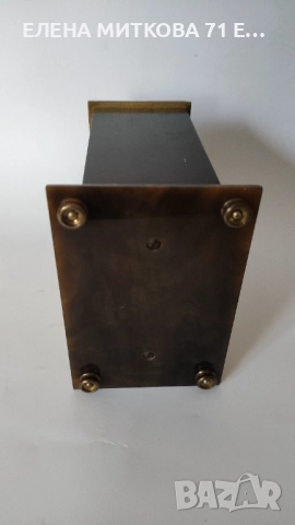 Metamec старинен английски масивен каминен часовник от месинг и изкуствен оникс, снимка 4 - Антикварни и старинни предмети - 47780083