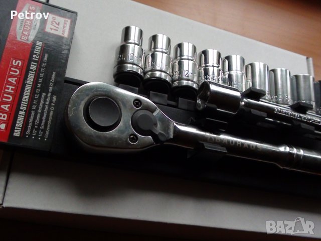 BAUHAUS - 1/2" Качественна Гедория от BAUHAUS DEUTSCHLAND !!! Вложки 10 - 19 mm !!! ЧИСТО НОВА !!!, снимка 2 - Гедорета - 31645482