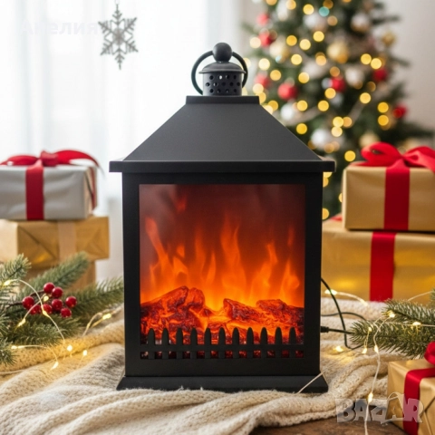 Led декоративен фенер камина с реалистичен пламък, снимка 2 - Декорация за дома - 52657778