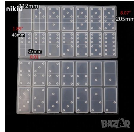 Домино Силиконов молд 2 части форма калъп изработка плочки от шоколад гипс смола, снимка 2 - Форми - 31215201