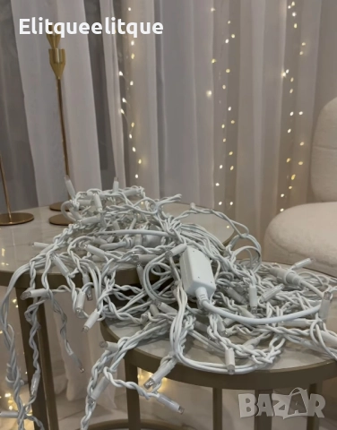 Коледна украса LED ресни 12 метра – водоустойчива инсталация с 8 режима на светене, снимка 3 - Декорация за дома - 52345340