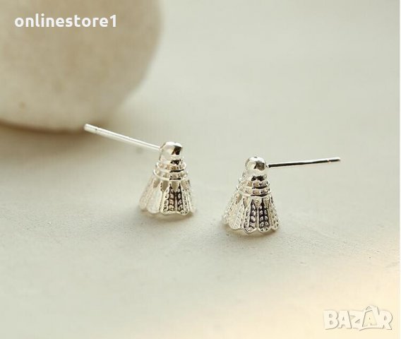 Сребърни обеци 925 - Бадминтон перо Код: BX519, снимка 7 - Обеци - 33800110