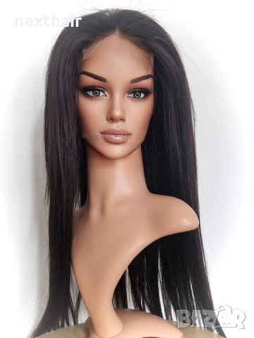 Черна перука от микс естествен косъм и примеси 70 см с Lace 4×4, снимка 15 - Аксесоари за коса - 52906961
