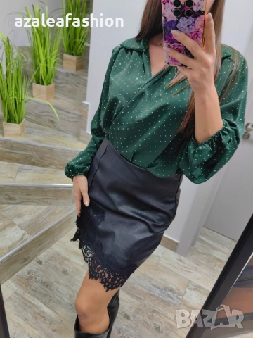 Дамски сет боди с кожена пола, снимка 3 - Комплекти - 52864262