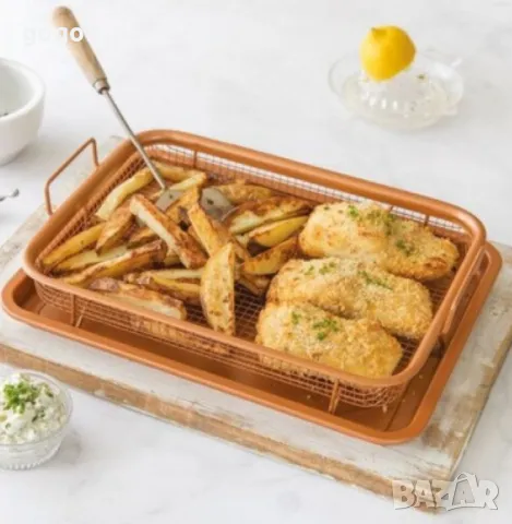 Комплект правоъгълна мрежеста кошница + тава от въглеродна стомана, снимка 9 - Съдове за готвене - 48487575