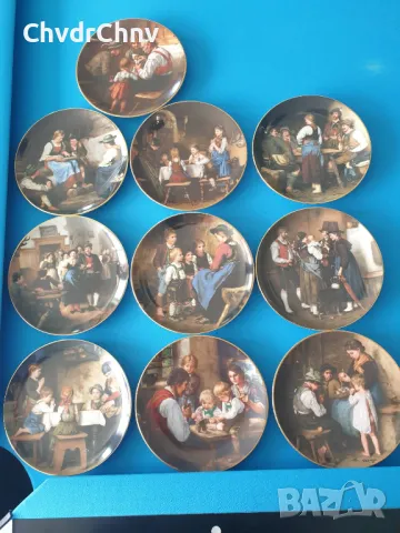 10бр Bareuther Бавария немска колекционерска декоративна порцеланова чиния-картина