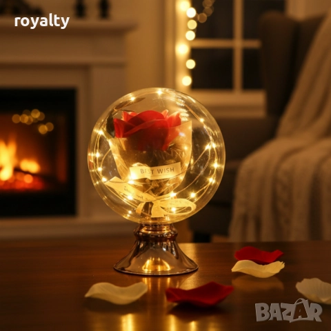 Лампа с роза и мека светлина – подарък, който остава и след празника, снимка 2 - Други стоки за дома - 52188746