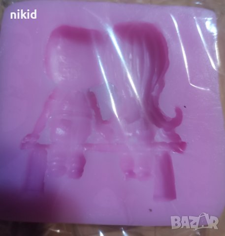 Деца двойка седнали на пейка скамейка силиконов молд форма фондан гипс декор, снимка 2 - Форми - 37277552