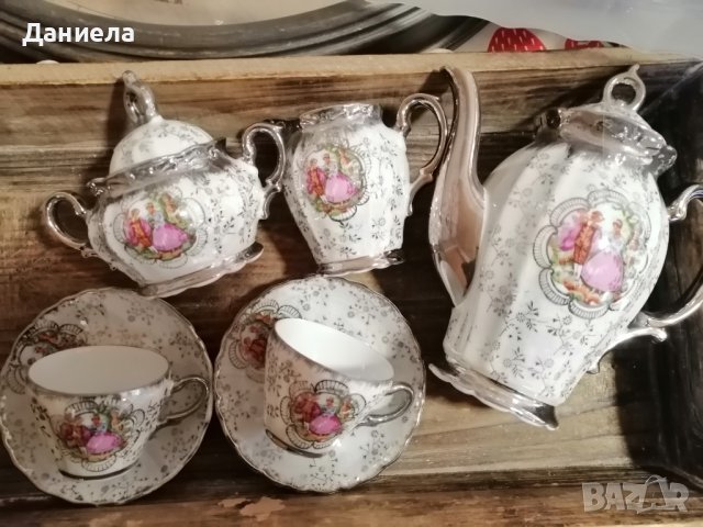 Бароков сервиз за кафе със седеф за двама - от 9 части