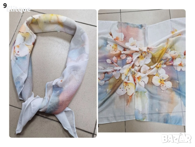 Красив дамски шал в различни принтове 70/70см, 100% памук, снимка 16 - Шалове - 52894993