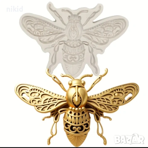 Едра пчела насекомо с детайли силиконов молд форма фондан шоколад гипс декор украса, снимка 2 - Форми - 53967099