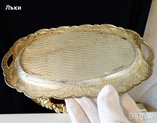Посребрена каничка,захарница и поднос,рози,барок. , снимка 11 - Антикварни и старинни предмети - 52860398