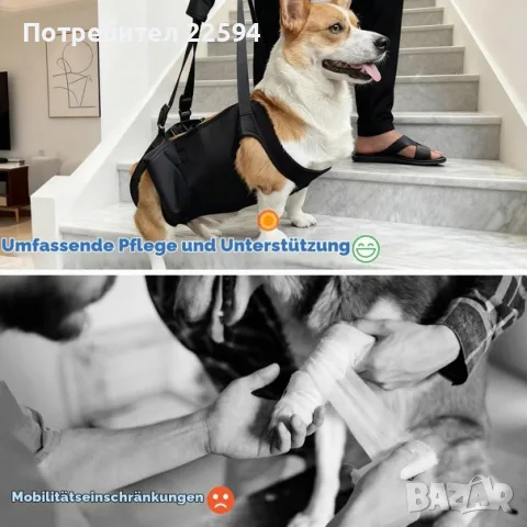 Нагръдник за подпомагане на куче, рехабилитационен поддържащ колан за мобилност при възрастни кучета, снимка 5 - За кучета - 56181580