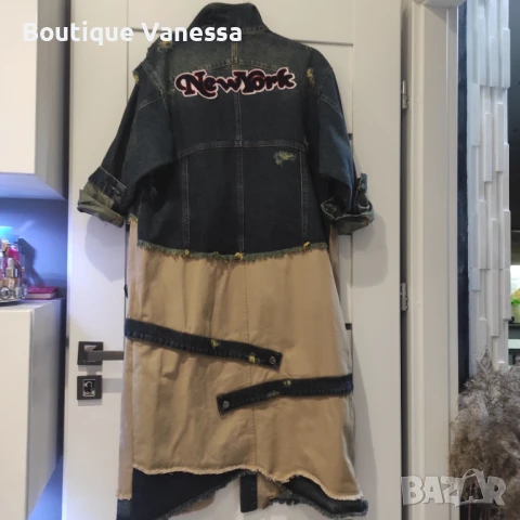 Дамско дънково палто , снимка 2 - Якета - 50988528