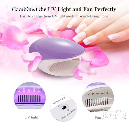 TOUCHBeauty Мини Сушилня за Нокти с Вентилатор и 5 UV LED Лампи, снимка 3 - Продукти за маникюр - 44656570