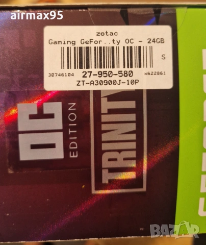 Zotac Trinity OC RTX 3090 24GB, снимка 4 - Видеокарти - 53192186