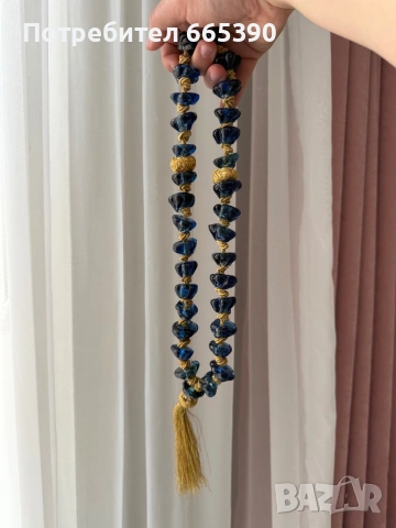 Уникална броеница от синьо стъкло. , снимка 6 - Антикварни и старинни предмети - 54313611