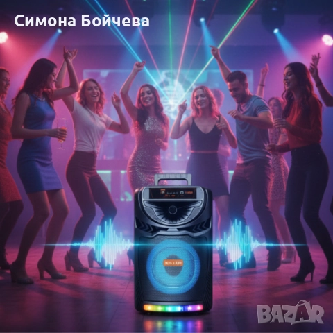 Bluetooth караоке колона с безжичен микрофон – 8,5″ говорител, LED светлини, TWS и FM радио, снимка 4 - Тонколони - 52819387