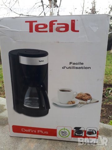 Tefal Deflini Plus Стъклена кафеварка с елементи от неръждаема стомана 10-15 чаши, 1000 W, черна , снимка 4 - Кафемашини - 31237074