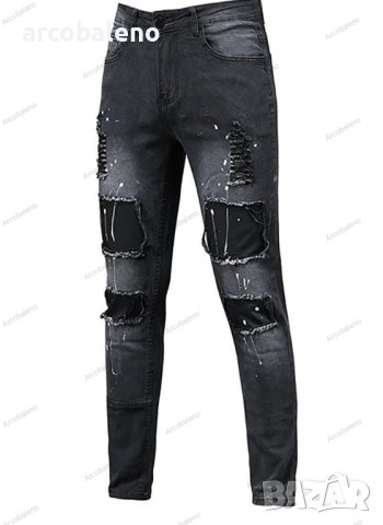 Мъжки модни тесни дънки със средна талия - 023, снимка 3 - Дънки - 39964678