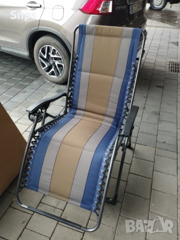 Накланящ се стол за дома и градината син, стол за къмпинг или плаж, снимка 2 - Столове - 38905287