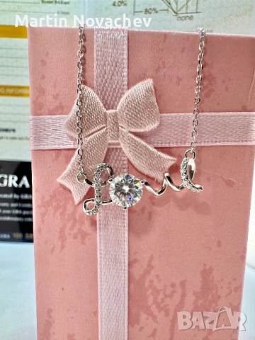 Сребърно колие с мойсанит (Диамант) 1 карат, снимка 5 - Колиета, медальони, синджири - 53331609