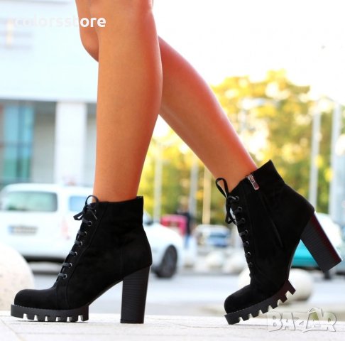 Боти на ток - черен велур - 1910