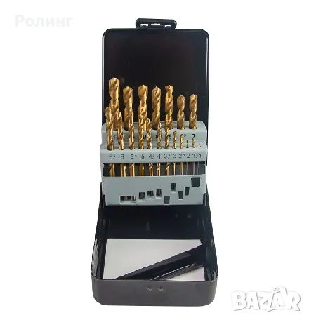 Свредла за метал 19бр ø1.0-10mm HSS + TIN к-т/157108