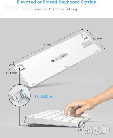 Безжична Bluetooth клавиатура Yivandi за Apple Mac OS – QWERTY оформление, ножични клавиши, снимка 6 - Клавиатури и мишки - 49546284